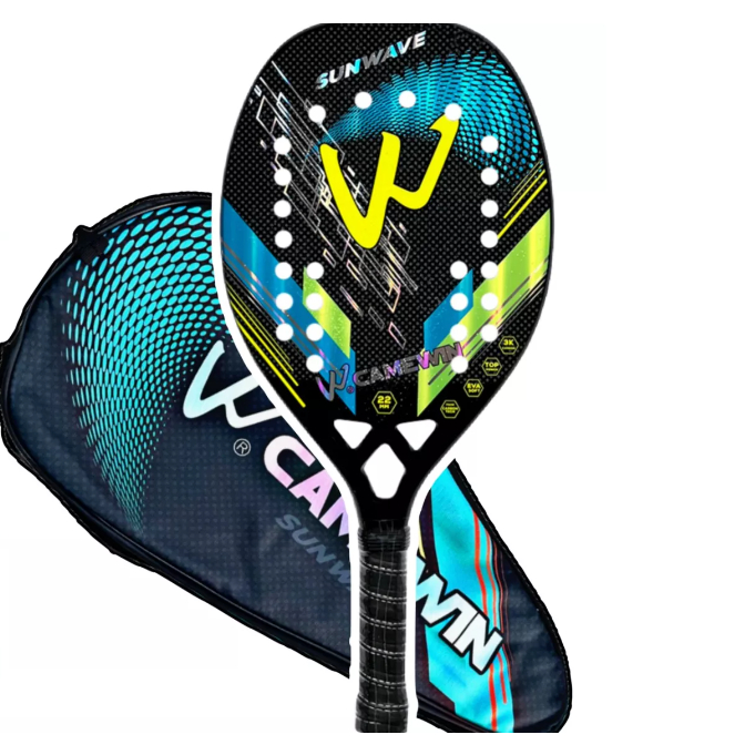 Raquete Beach Tennis Profissional 100% Fibra De Carbono 3k Cor Preto