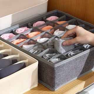 Organizador De Gaveta 33X30X10Cm Com 24 Ou 12 Ou 6 Divisórias Dobrável Guarda Peças Meias Intimas Sutiã Universal Multiuso