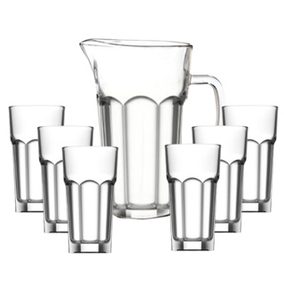 Jogo De Jarra E Copos Kit Em Vidro Com Colher De Suco Água Para Restaurante Buffet Bar