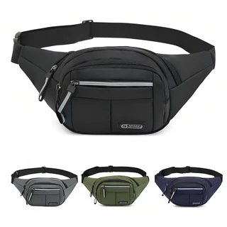 Pochete Masculina Bolsa De Nylon Multifuncional Com 4 Zíper