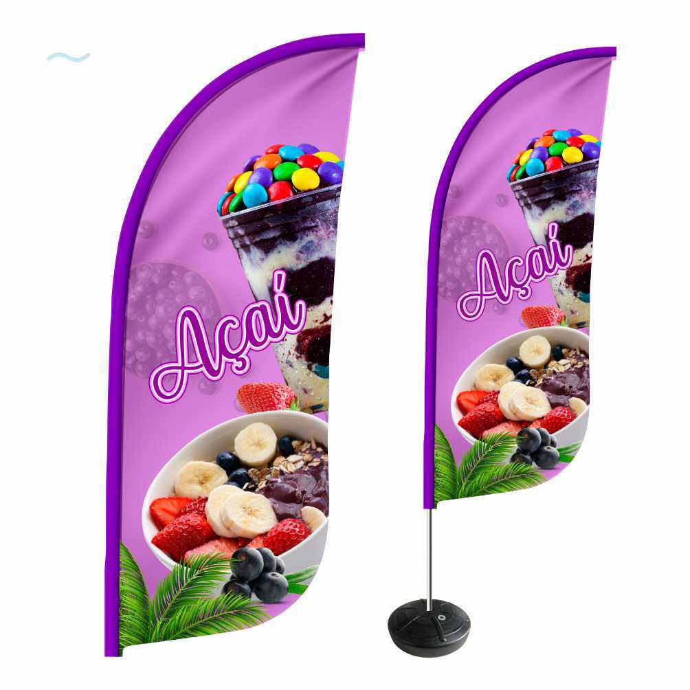Wind Banner Completo Açaí 2,8mt Dupla Face Alta Qualidade ENVIO EM