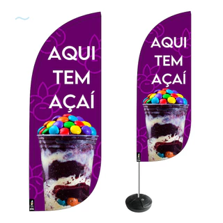 Wind Banner Açaí Kit Completo Dupla Face 2,8m Açaiteria ENVIO EM 24H