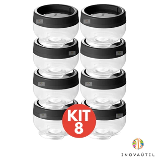 Porta Tempero Organizador de Condimentos Empilhável com Encaixe Kit com 8 Potes de 155ml Gire e Trave com Tampa Rosca para Guardar e Armazenar em Plástico Livre de BPA Pote para Parafusos Multiuso