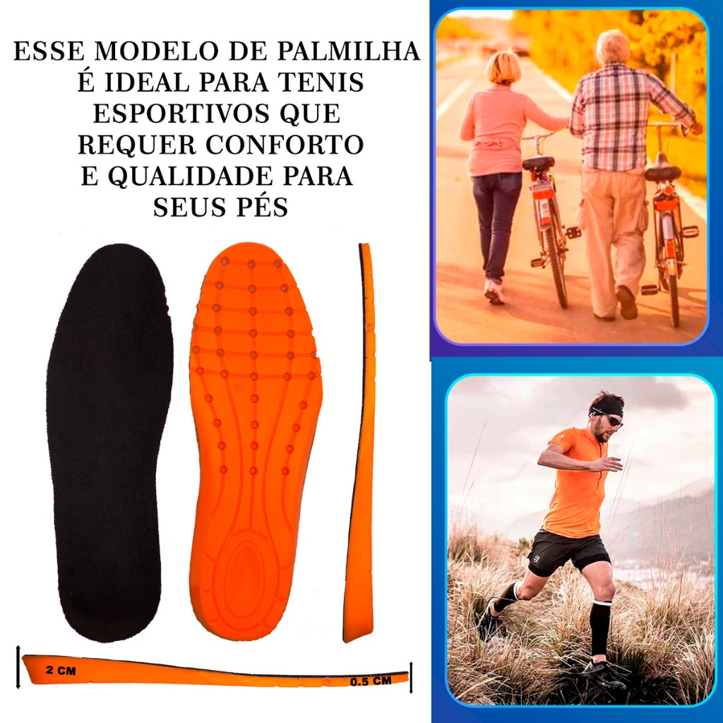 Palmilha de Gel Anti Impacto para Tênis de Corrida Academia