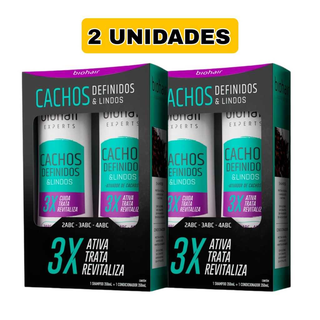 2 Unidades Kit Cachos Definidos Shampoo + Condicionador 350ml