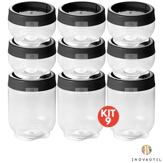 Porta Tempero Organizador de Condimentos Empilhável com Encaixe Kit com 9 Potes 155ml e 380ml Gire e Trave com Tampa Rosca para Guardar e Armazenar em Plastico Livre de BPA Pote para Parafusos Multiuso