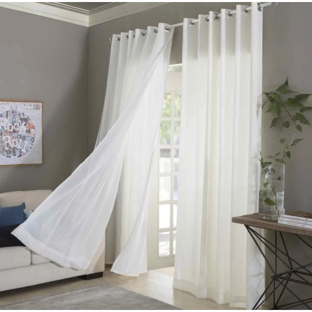 Cortina Voil Duplo 5,0 x 2,50 Para Sala e Quarto Com Ilhos