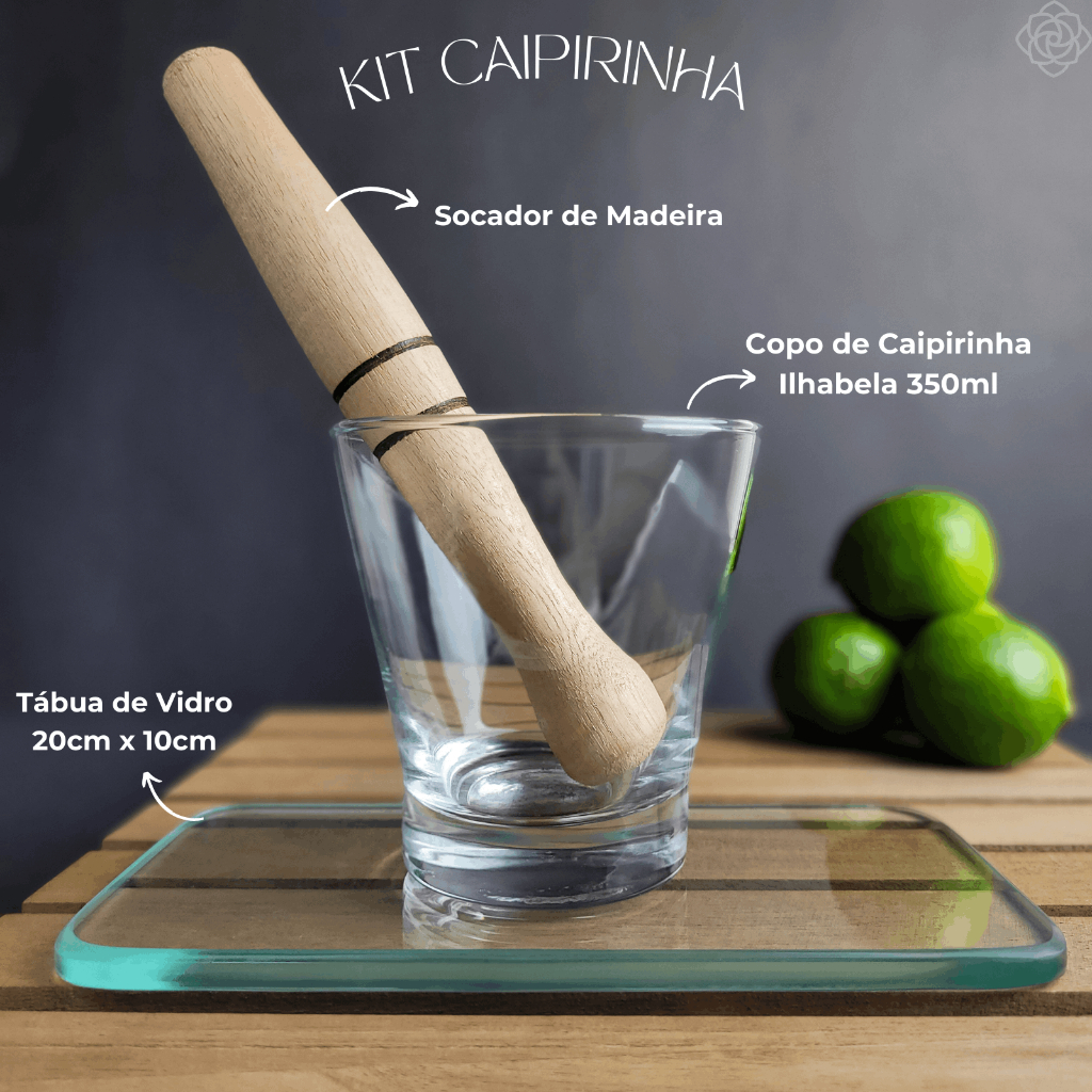 Kit Para Fazer Caipirinha Copo + Tábua De Vidro + Socador | Shopee Brasil