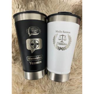 COPO TÉRMICO STANLEY COM TAMPA E ABRIDOR 473ML - BRANCOJvv Personalizados  JVV Personalizados em Barretos