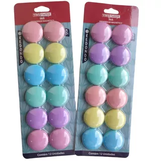 Kit 12 / 24 / 36 Imãs Coloridos Para Pendurar Avisos Em Geladeira Ou Quadro Metálico 3cm Redondo Tons Pasteis em Oferta na Shopee
