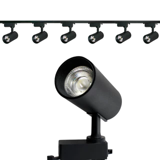 Kit Trilho Eletrificado 2m Preto + 6 Spots Led 10w Luz Frio