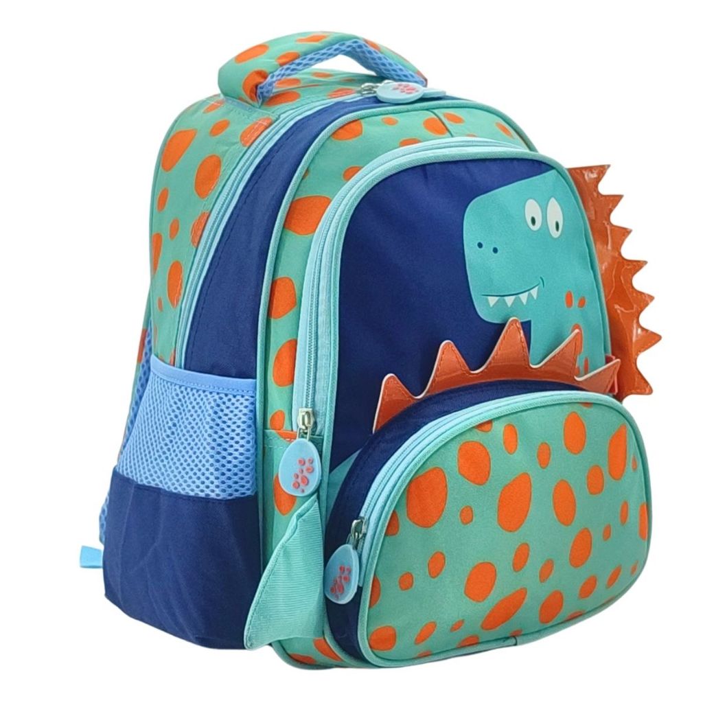 Mochila Pré-escolar Infantil Dinossauro Azul Meninos Costas Tamanho P ...