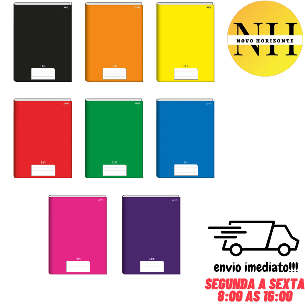 Kit 10 Cadernos Brochura Grande A4 48 folhas capa dura Jandaia Caderno Brochurao Papelaria