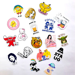 Pack com 18 Adesivos tipo Stickers - Memes Diversos