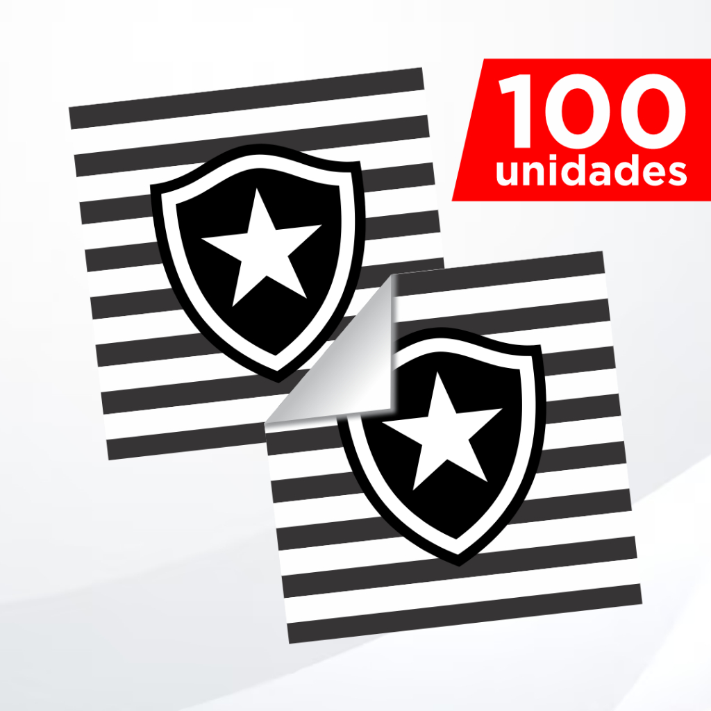 100 Adesivos Quadrados 5x5cm Festa Botafogo Time