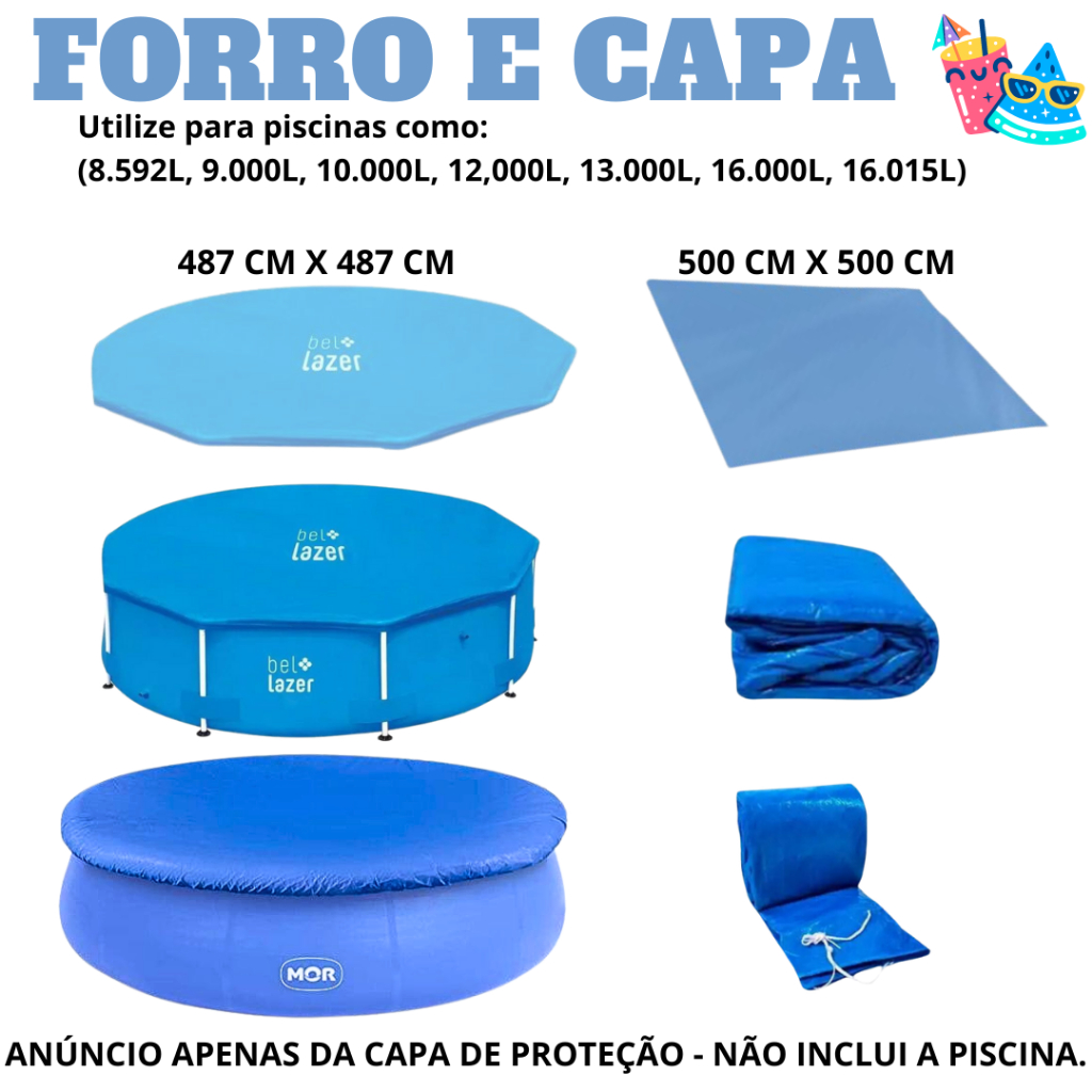 Kit Forro + Capa para piscinas Redondas de estrutura metálica ou ...