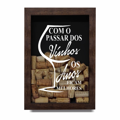 Quadro Porta Rolhas Decorativo Moldura de Madeira 35cm x 25cm Modelo 6