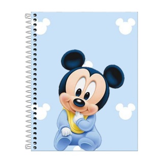 Caderno Mickey Bebê Escolar 1, 10 ou 20 matérias.