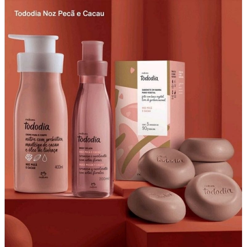 Kit Natura Noz Pecã e Cacau. (body splash, hidratante e sabonete em ...