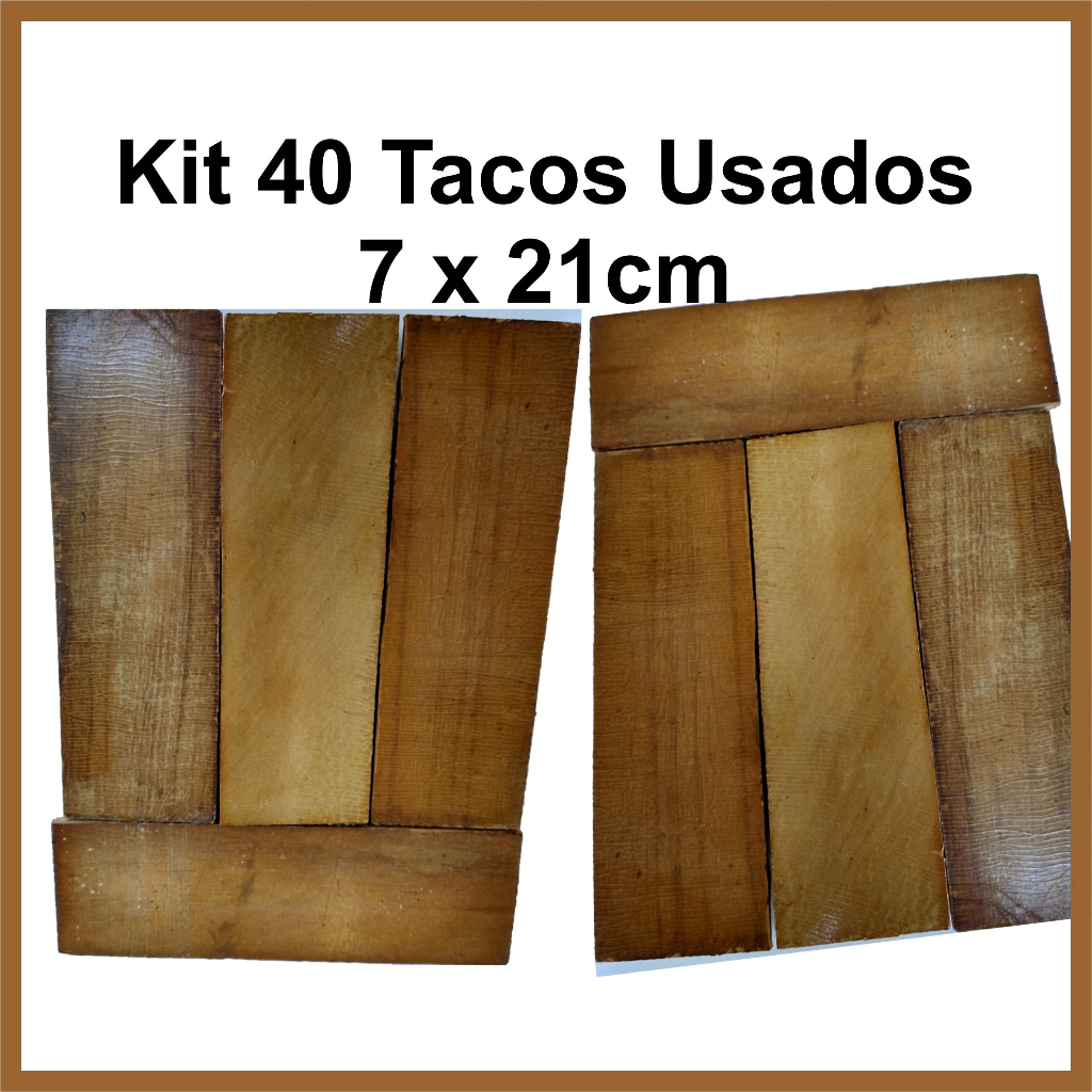 Taco de madeira Peroba Usado - 40 Unidades 7x21cm - Altura 1,7 a 2cm