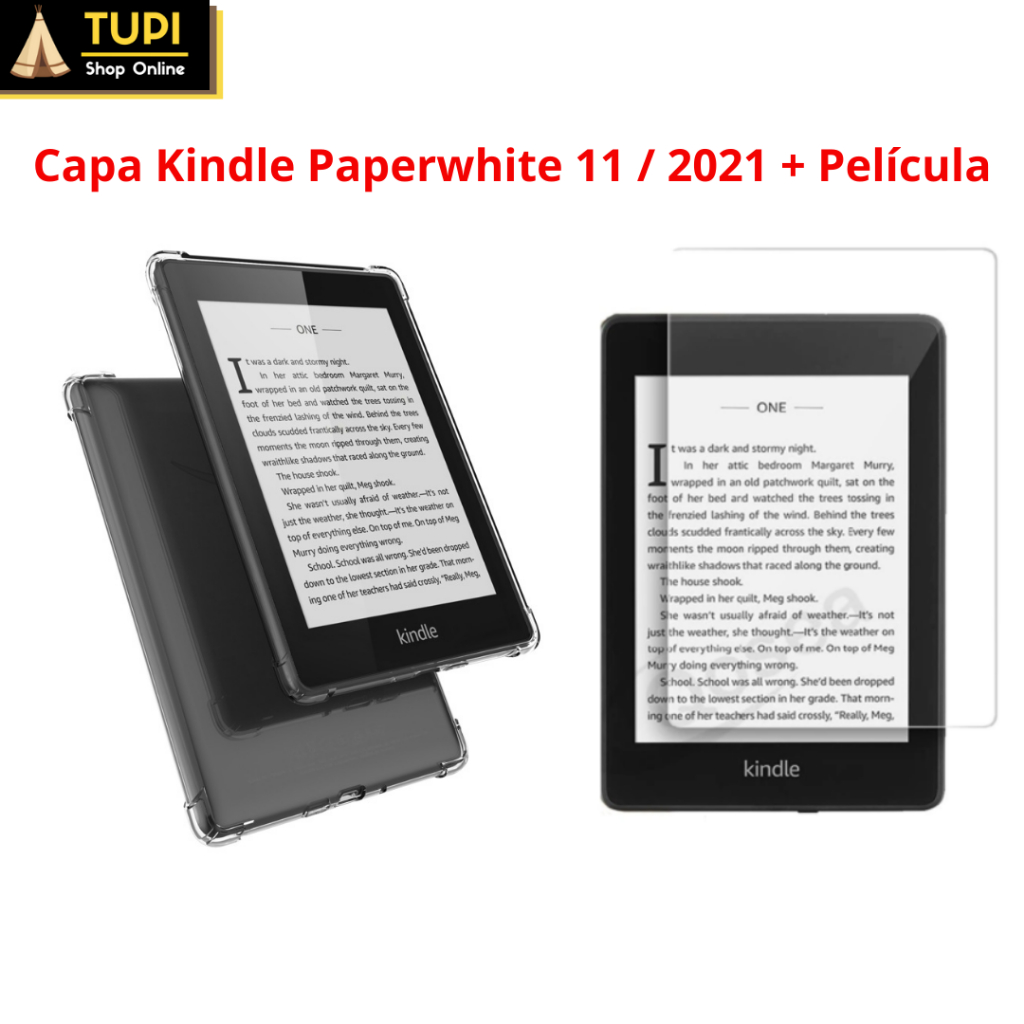 Capa Transparente Kindle Paperwhite 11/2021 M2L3EK / M2L4EK Signature + Película Protetora - Case TPU Plástico Silicone Kindle Paperwhite 5 + Película