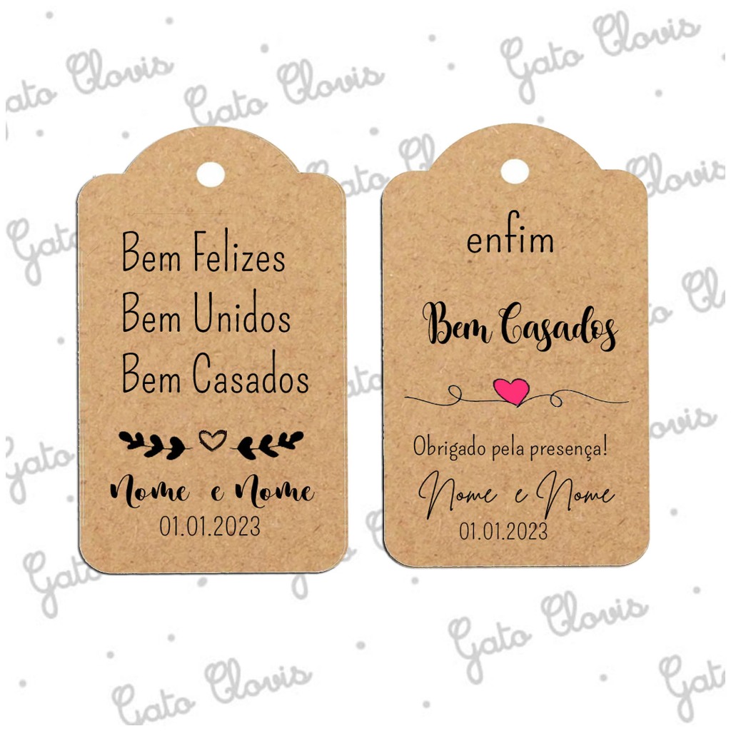 Tag Kraft Casamento - BEM CASADOS - lembrançinhas | Shopee Brasil