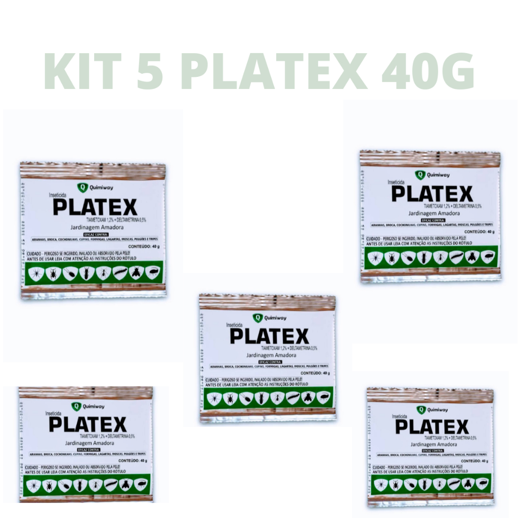 Kit 5 Platex 40g cochonilha, pulgão, Largatas, Brocas, Tripes
