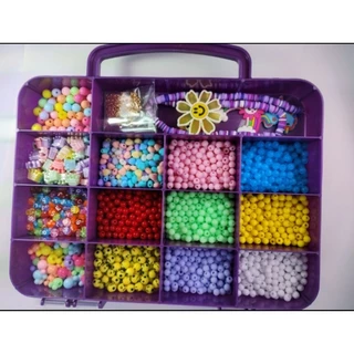 kit de miçangas infantil 2100 peças pulseiras brincos colar menina menino