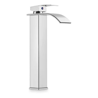 Torneira Banheiro Cuba Alta Cascata Inox Bancada Metal Acabamento Brilhante