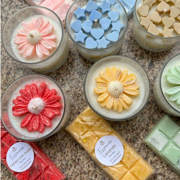 Kit Vela Aromática Perfumada e Wax Bars Pastilhas de Cera Velas Sem ...