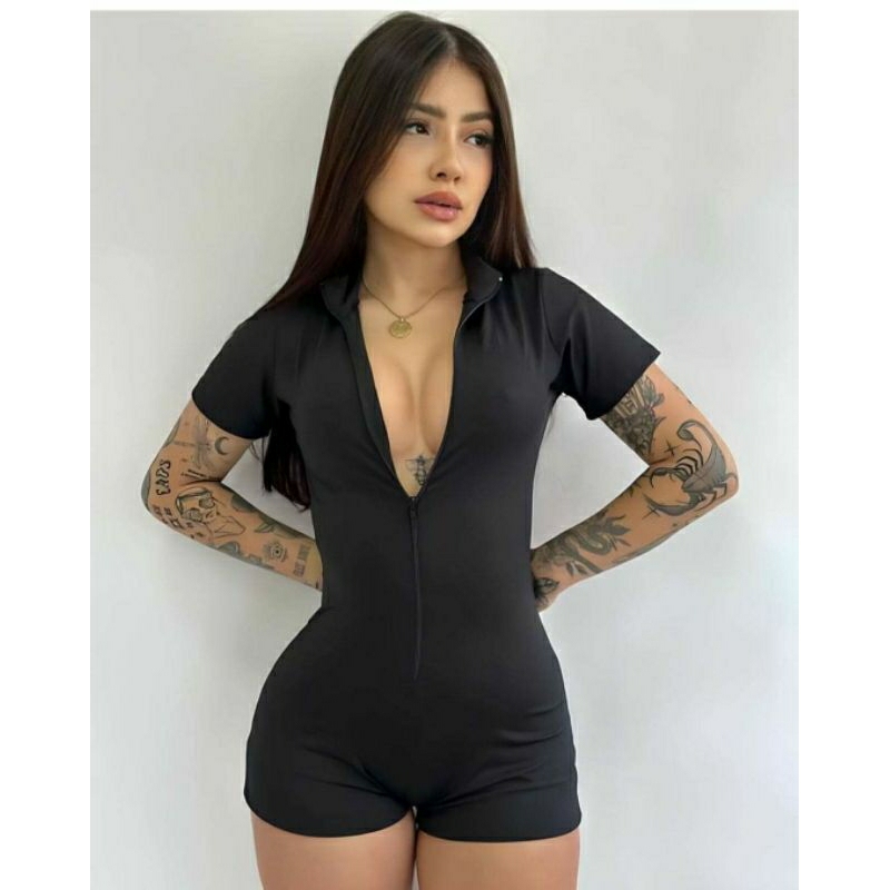 Pum-Women's Summer Bodycon Rompers Manga Longa Cruzada Sem Costas Pescoço  Sólido Cor Do Macacão Fato De Salto