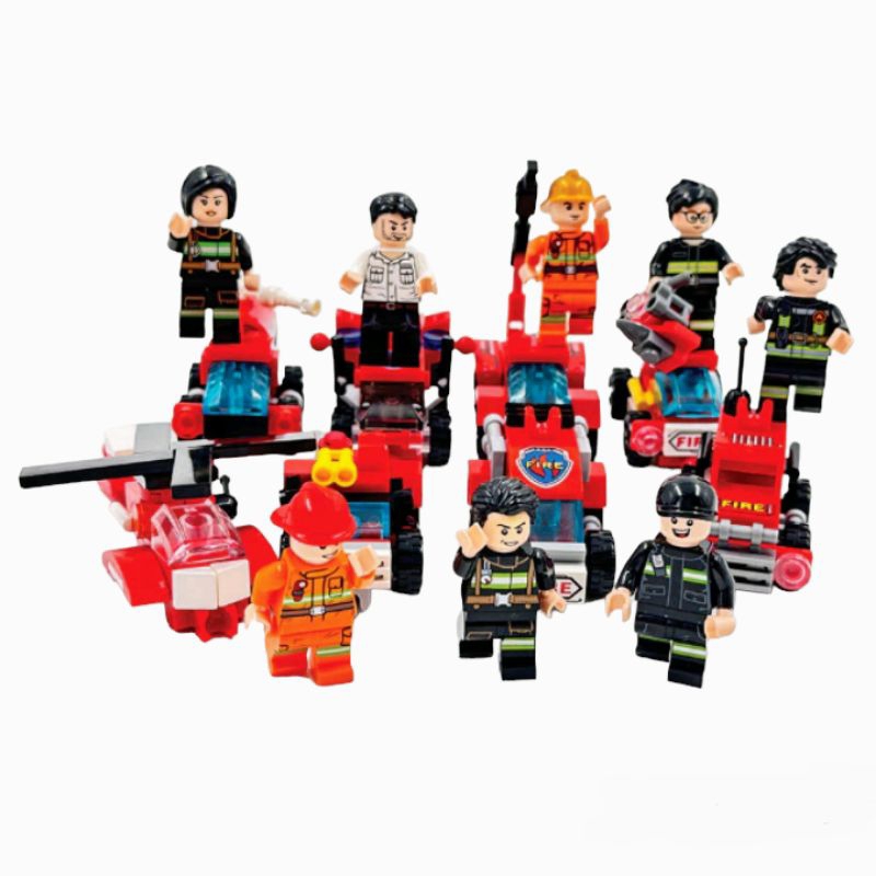 Veículos Bombeiros + minifigura / Robô Brinquedo 8em1														