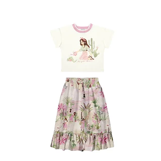 CONJUNTO INFANTIL MENINA BLUSA E SAIA MIDI | ALAKAZOO (4 A 10 ANOS)