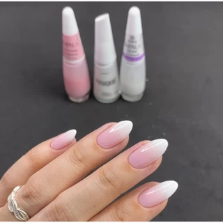 Kit 3 Esmalte Degrade Unha Impala Leve e Suave e Top Pop e Risque Bianco Puríssimo