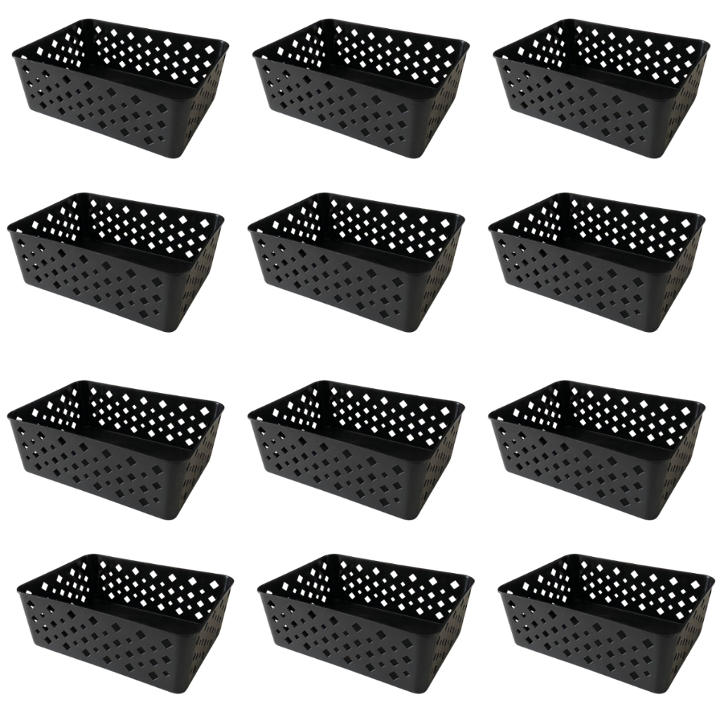 Kit 12 Cestos Multiuso Organizador Empilhável Gaveta 19x14x6