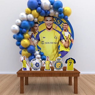 Kit Festa Painel Redondo Decoração Jogador de Futebol M2 1,50 Diâmetro