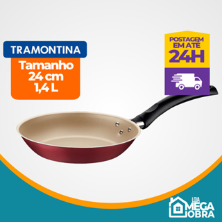 Frigideira Tramontina Turim em Alumínio Revestimento Interno Externo em Antiaderente Starflon Max Vermelha 24 cm 1,45 L