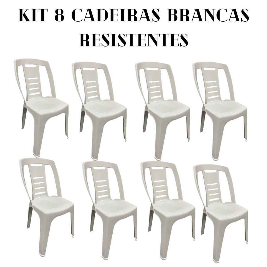 8 Cadeiras Paris Brancas Plastica, sala, cozinha kit 8