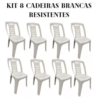 8 Cadeiras Paris Brancas Plastica, sala, cozinha kit 8