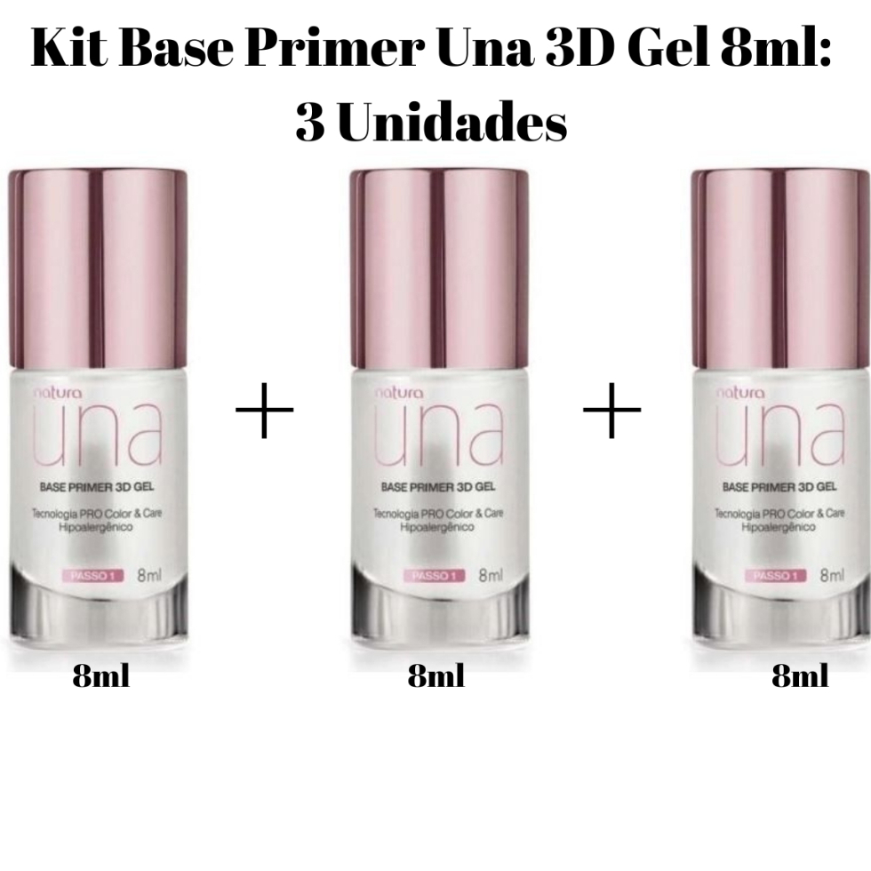 Kit 3 Unidades Base Primer 3D Gel Una(Vencimento Curto) | Shopee Brasil