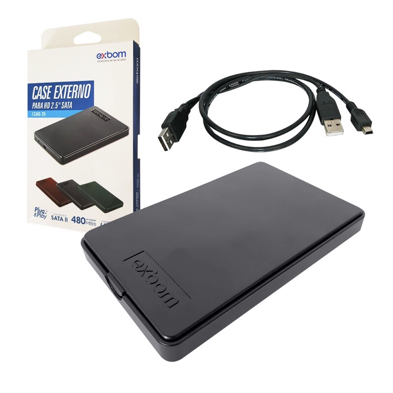 Case HD Externo Usb 2,0 2,5” Hd Notebook Sata Pc Xbox Ps3 Ps4 ...