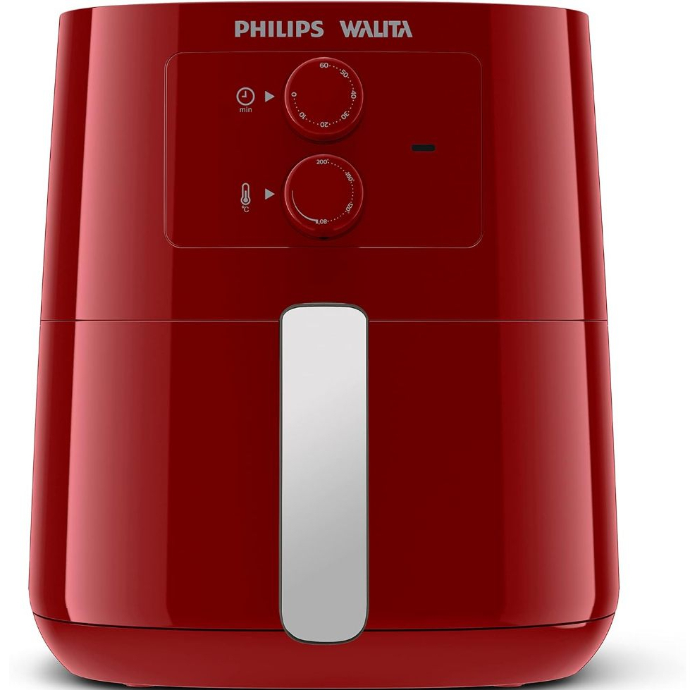 Fritadeira Elétrica Airfryer Philips Walita 4 Litros Série 3000 Sem Óleo Rapid AR 1400W 7 Funções Pré-Definidas RI9201/41 Vermelho/Inox