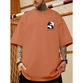 Camiseta Cor Coral Longline T-Shirt Oversized AMICUT Gola redonda Royal Tecido Macio E Larga Garoto Masculino Manga Curta Manga 3/4 Estampado LifeStyle Longo Bordado homem