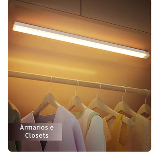 Luminária 3 Cores LED Sensor De Movimento Luz Recarregável USB Cozinha Armário Roupeiro