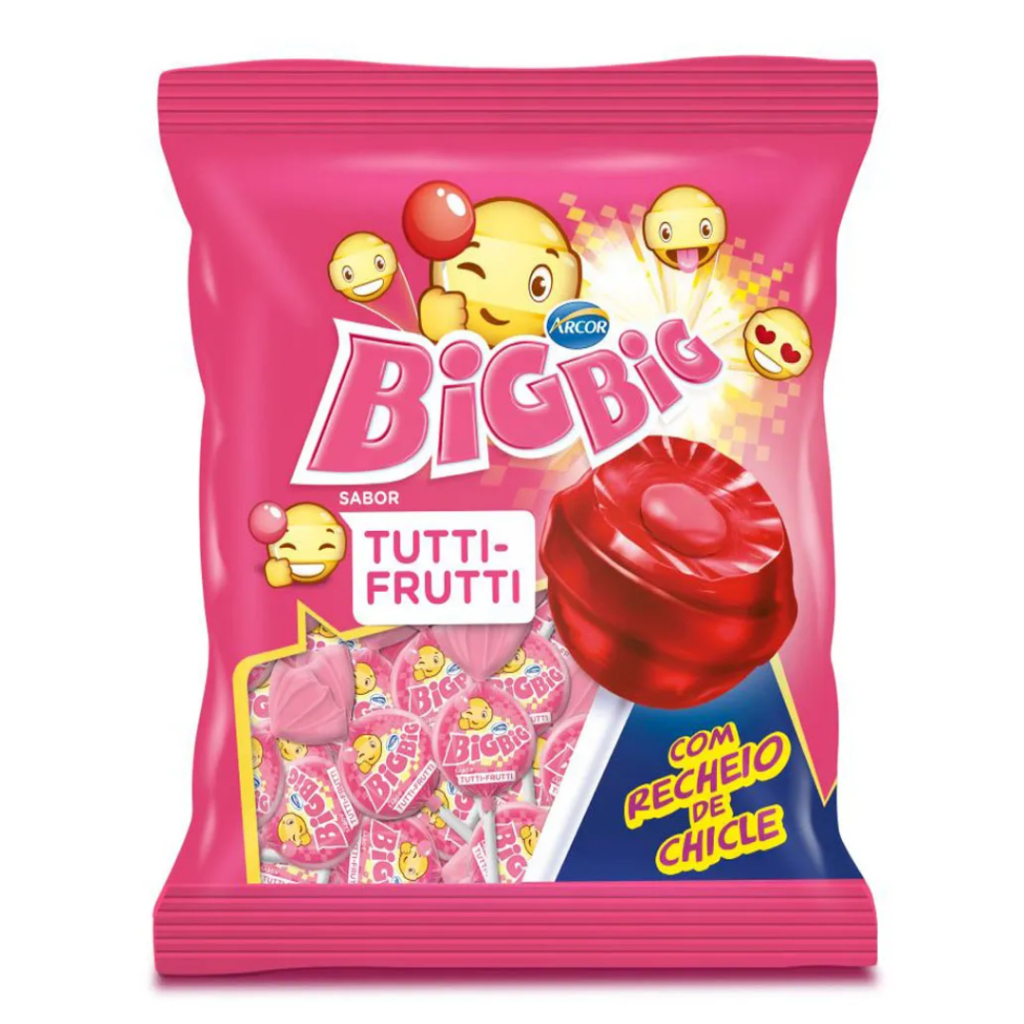 Pirulito bigbig Morango C/ Recheio De Chiclete Arcor 500g | Shopee Brasil