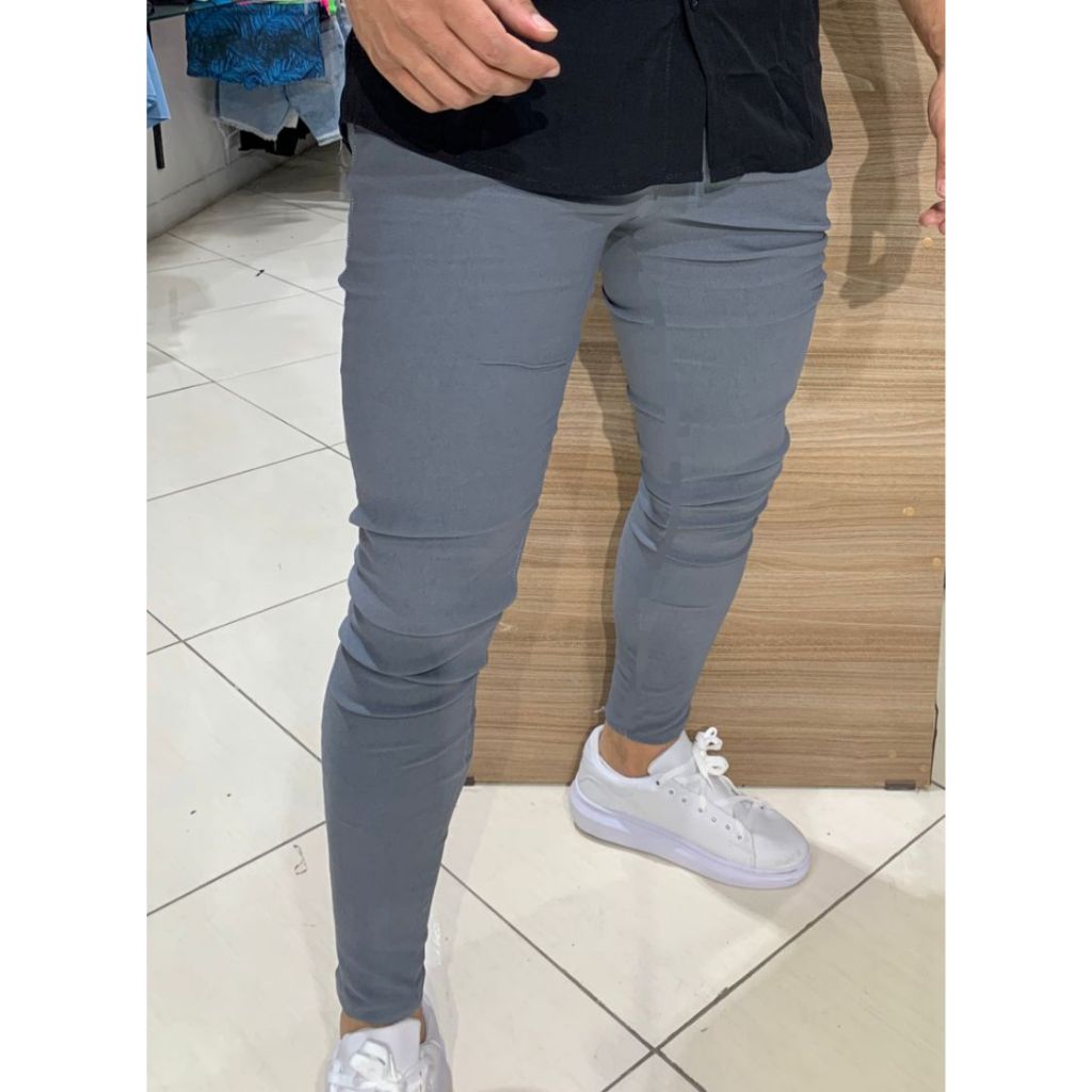 calça alfaiataria masculina bengaline cinza exclusiva
