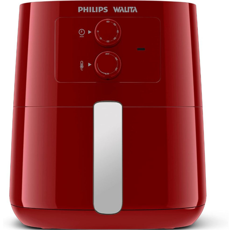 Fritadeira Elétrica Airfryer Philips Walita 4 Litros Série 3000 Sem Óleo Rapid AR 1400W 7 Funções Pré-Definidas RI9201/40 Vermelho/Inox