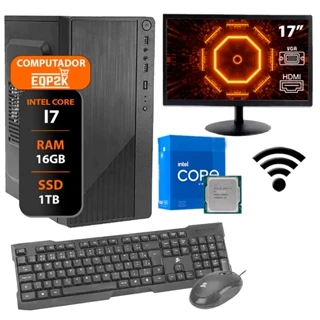 Computador Intel I7 Ssd 1tb 16gb Memória Ram Monitor 17