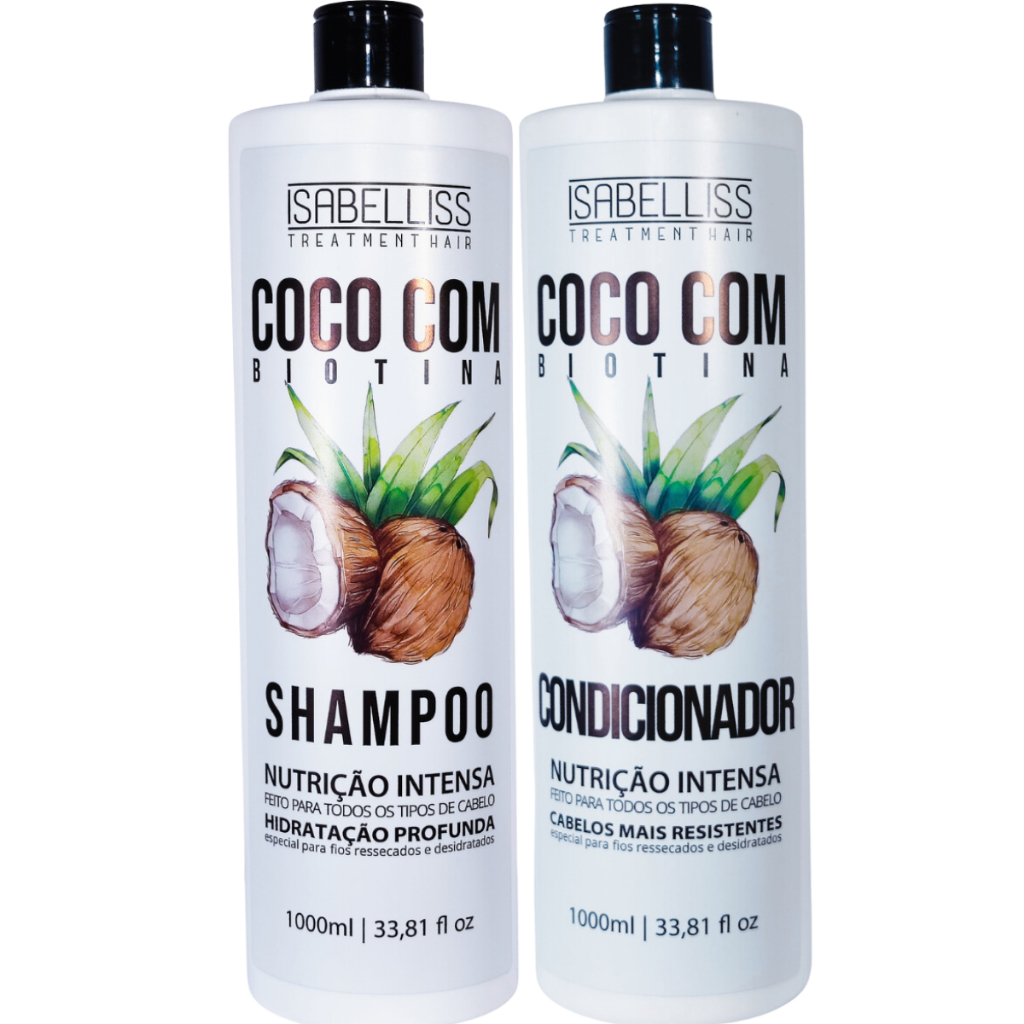 Kit Shampoo e Condicionador profissional Isabelliss de Coco e Biotina ...