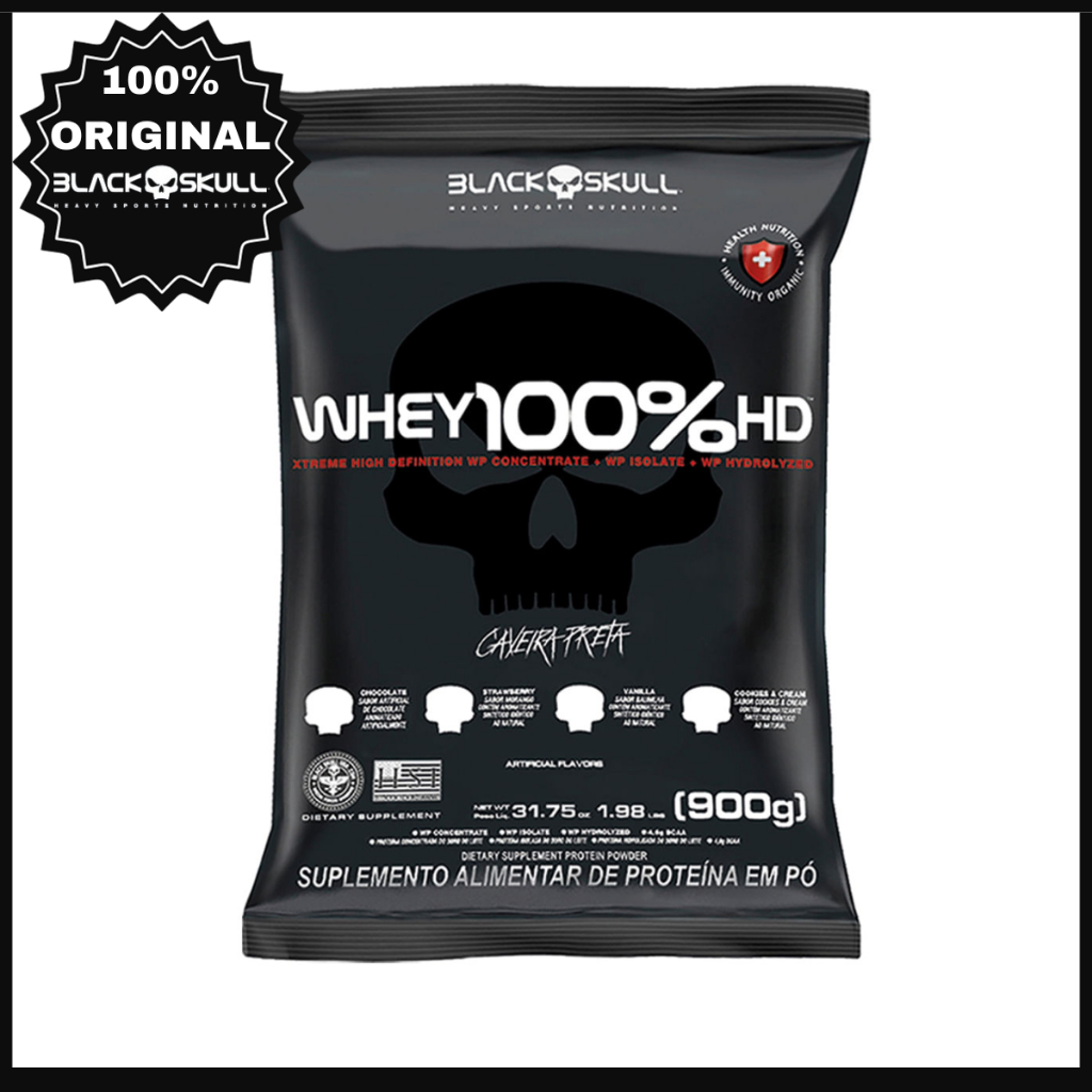 Whey 100%HD Refil 900g - (WPC, WPI E WPH) - BlackSkull